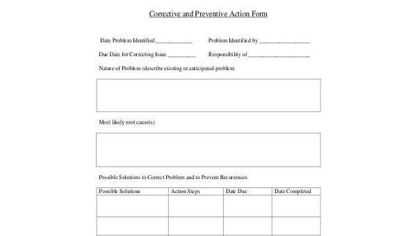 Detail Corrective And Preventive Action Template Nomer 48