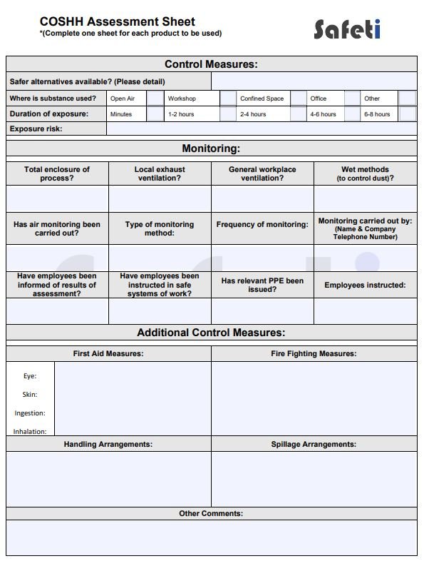 Detail Coshh Risk Assessment Template Nomer 3