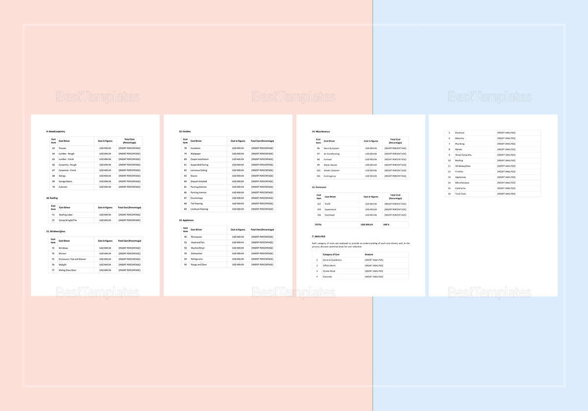 Detail Cost Breakdown Analysis Template Nomer 19