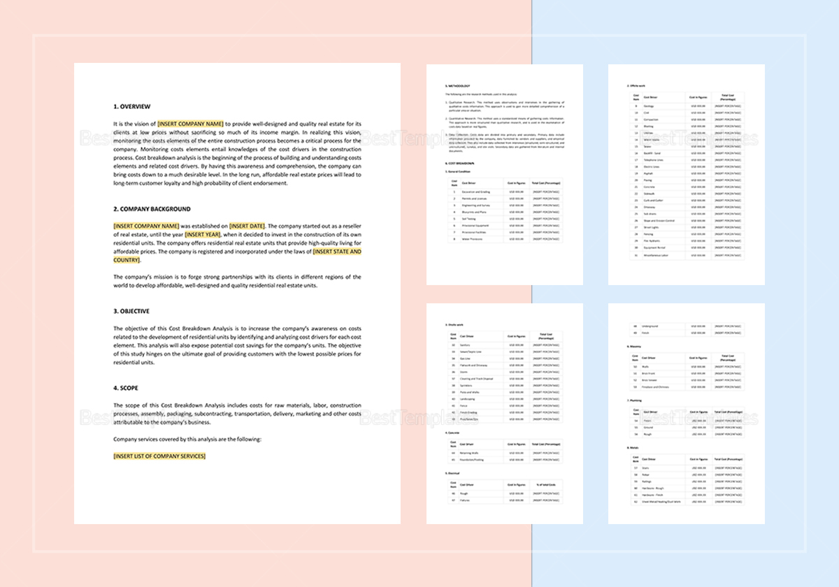 Detail Cost Breakdown Analysis Template Nomer 37