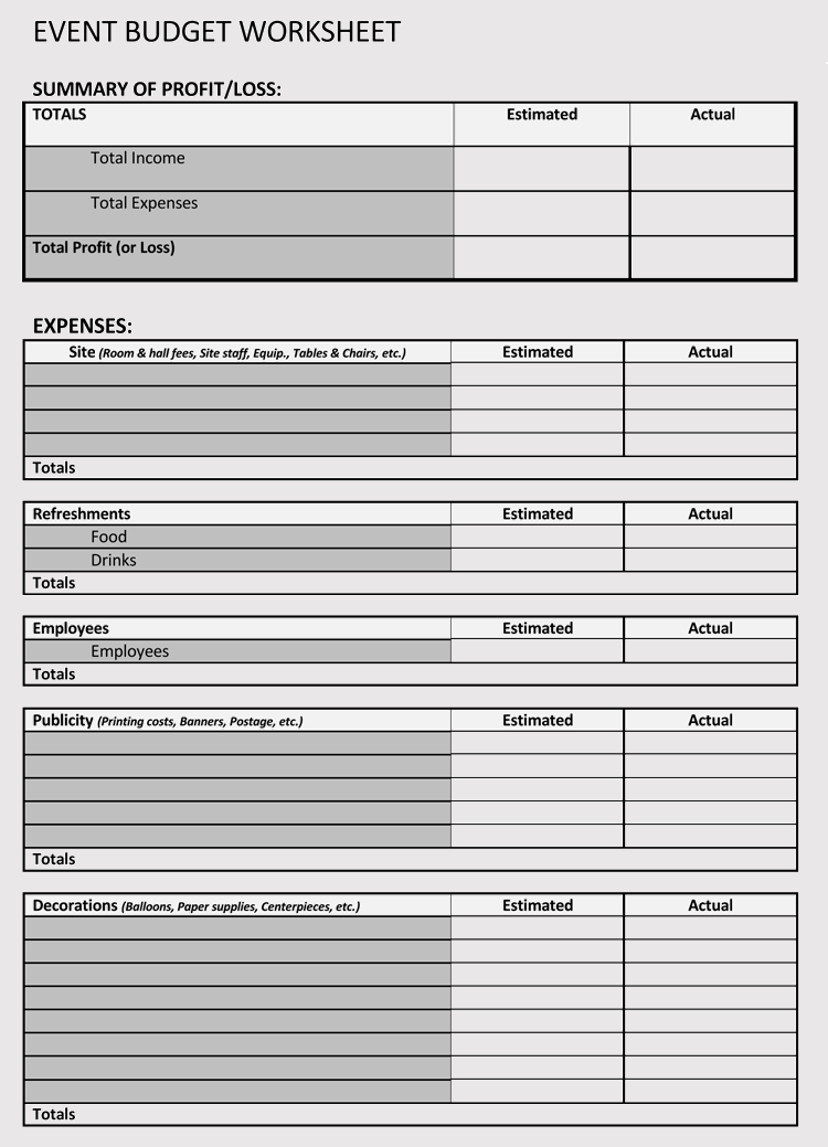 Detail Cost Budget Template Nomer 49