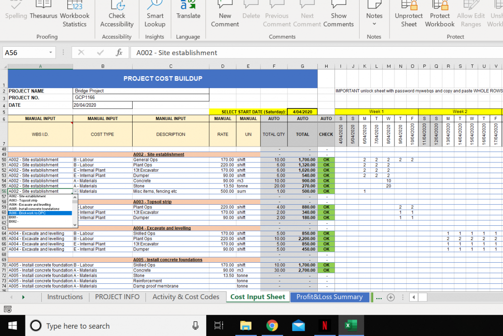 Cost Control Excel Template - KibrisPDR