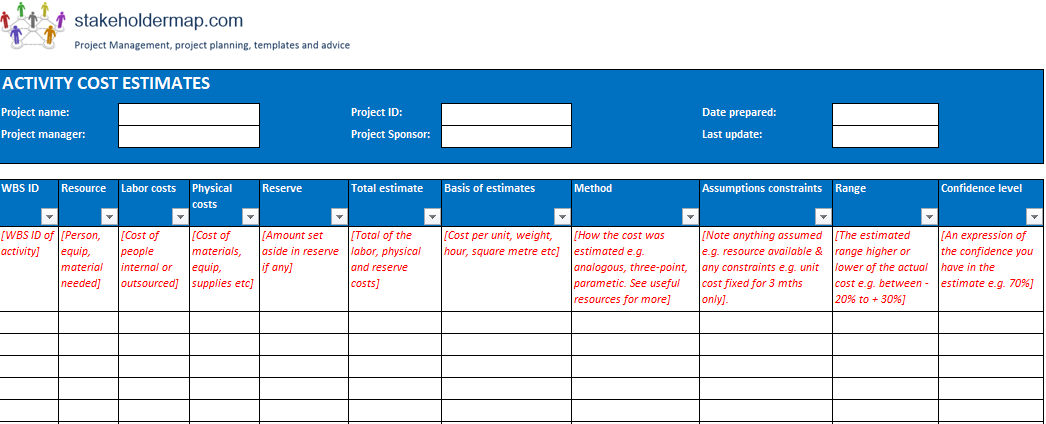 Cost Estimate Template Excel - KibrisPDR