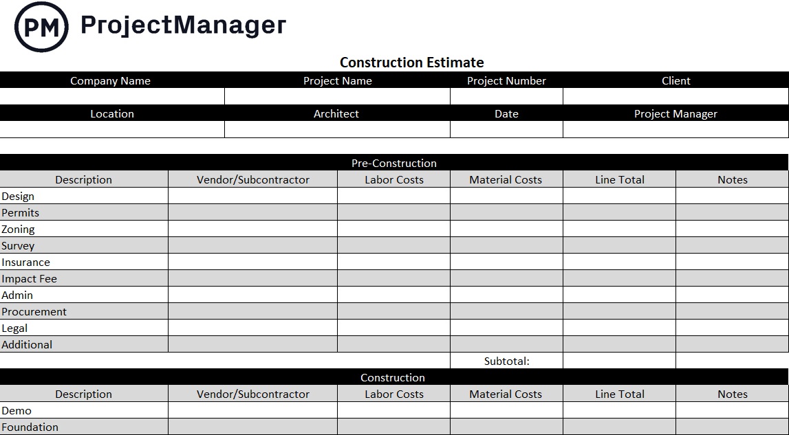 Detail Cost Estimate Template Excel Nomer 20