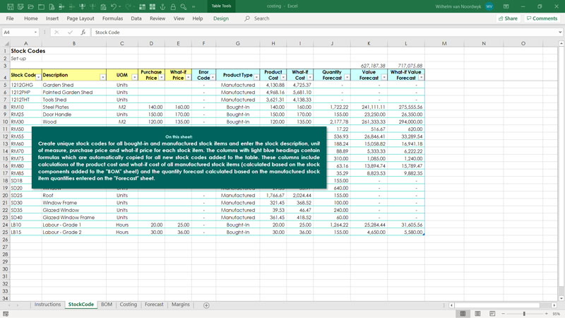 Costing Template Excel - KibrisPDR