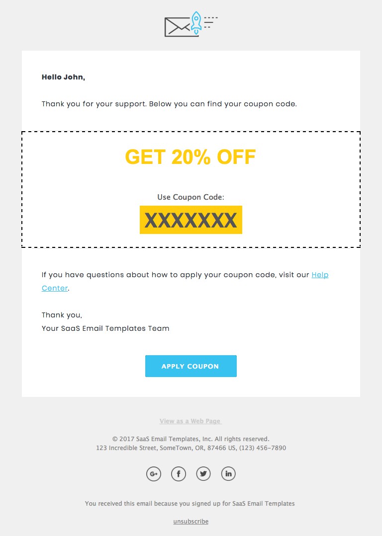 Coupon Code Email Template - KibrisPDR