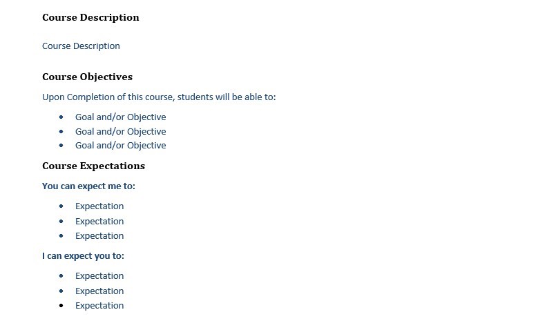 Detail Course Syllabus Template Nomer 16