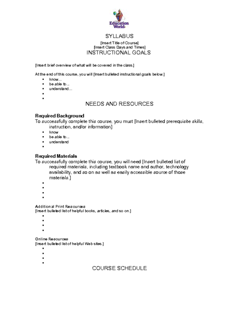 Detail Course Syllabus Template Nomer 18