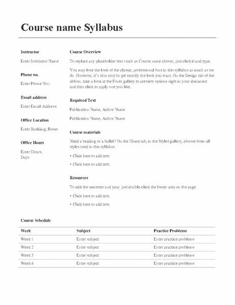 Detail Course Syllabus Template Nomer 4