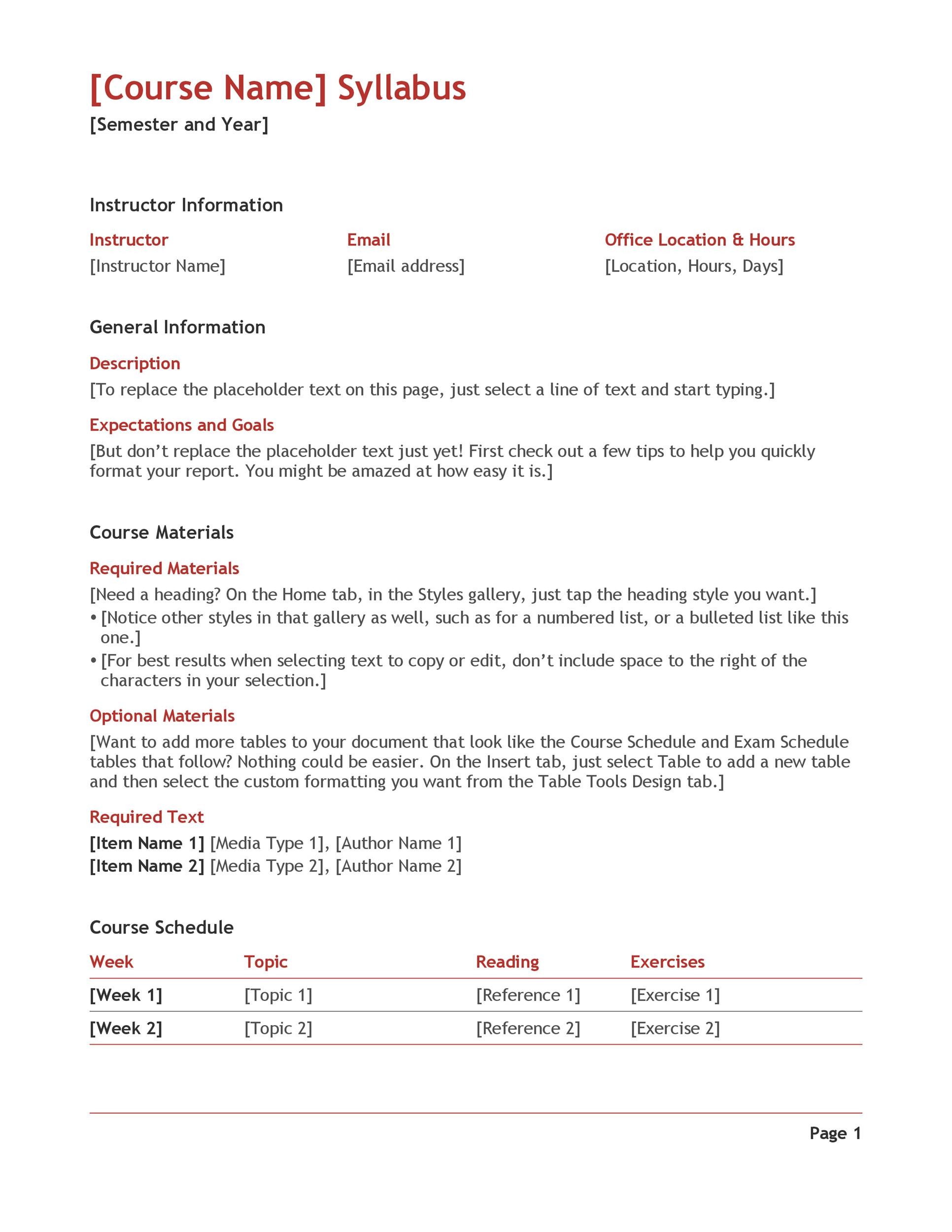 Detail Course Syllabus Template Nomer 35