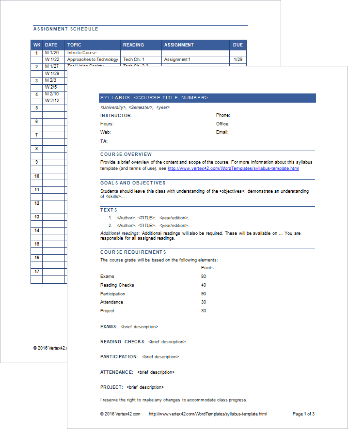 Detail Course Syllabus Template Nomer 5