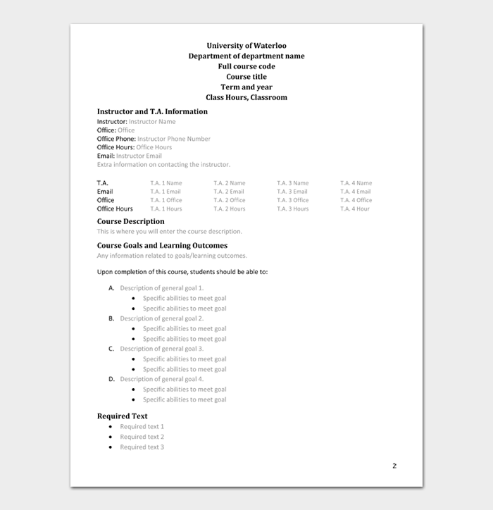 Detail Course Syllabus Template Nomer 45