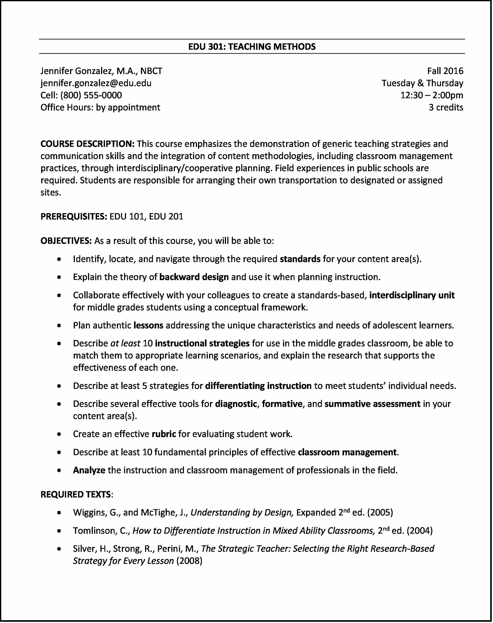 Detail Course Syllabus Template Nomer 6