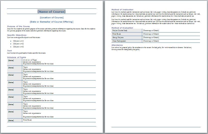 Detail Course Syllabus Template Nomer 7