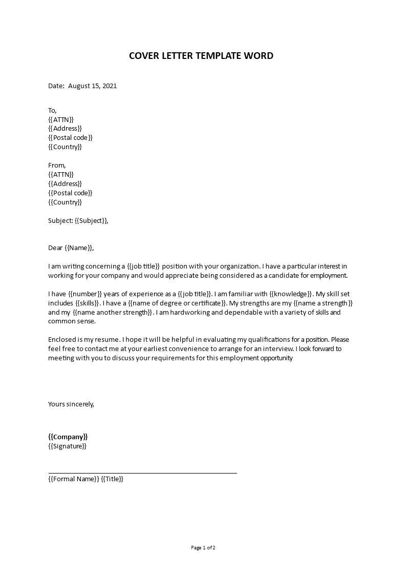 Detail Cover Letter Template Docx Nomer 45