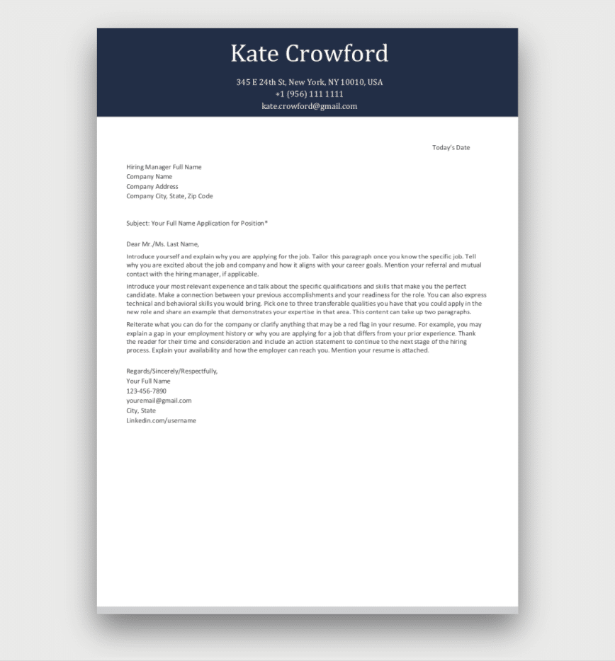 Detail Cover Letter Template Free Nomer 10