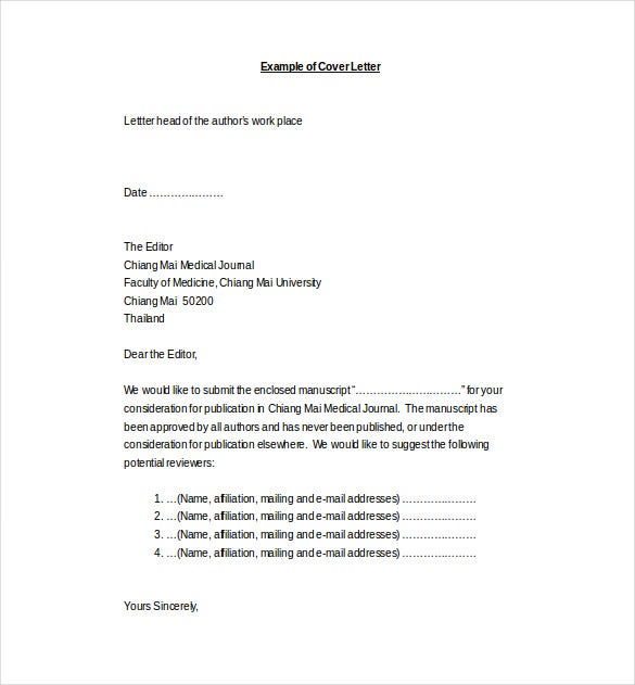 Detail Cover Letter Template Journal Submission Nomer 17