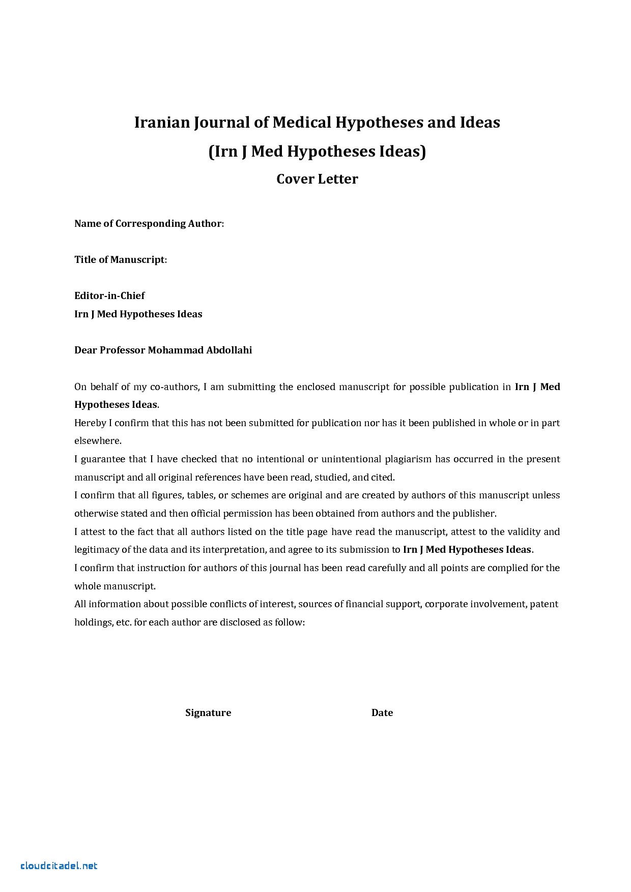 Detail Cover Letter Template Journal Submission Nomer 3