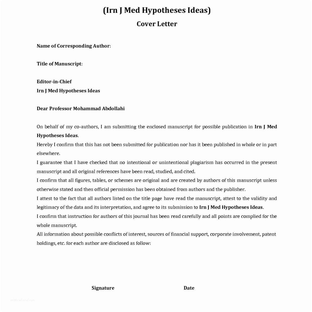 Detail Cover Letter Template Journal Submission Nomer 7