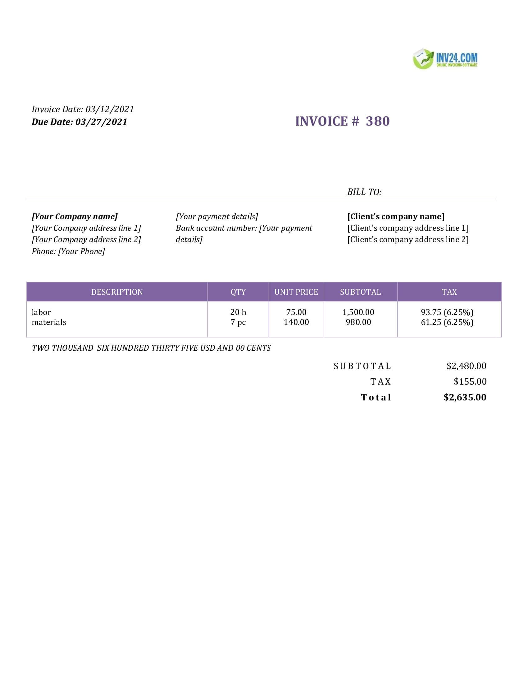 Detail Craft Invoice Template Nomer 28