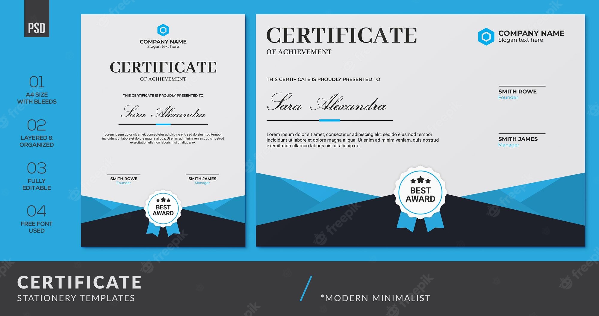 Detail Creative Certificate Template Psd Nomer 23