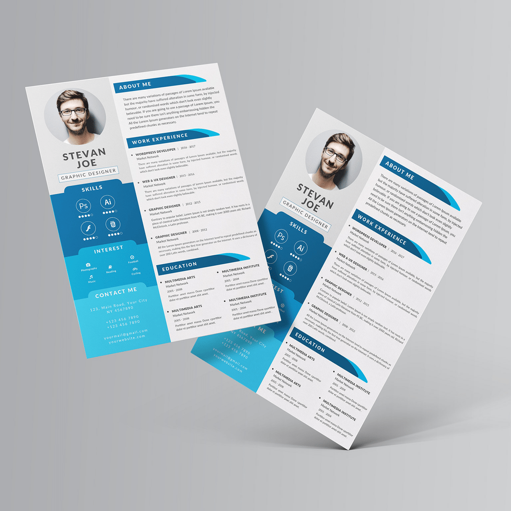 Detail Creative Resume Template Psd Nomer 12