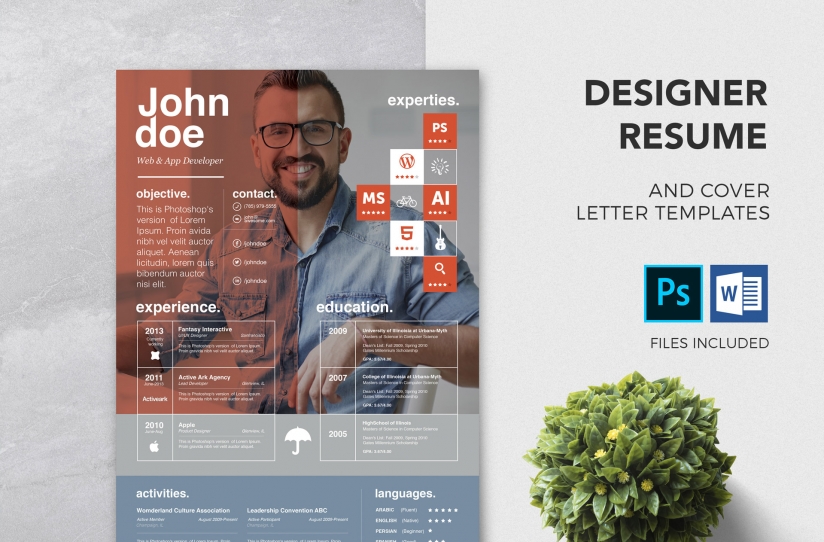 Detail Creative Resume Template Psd Nomer 17