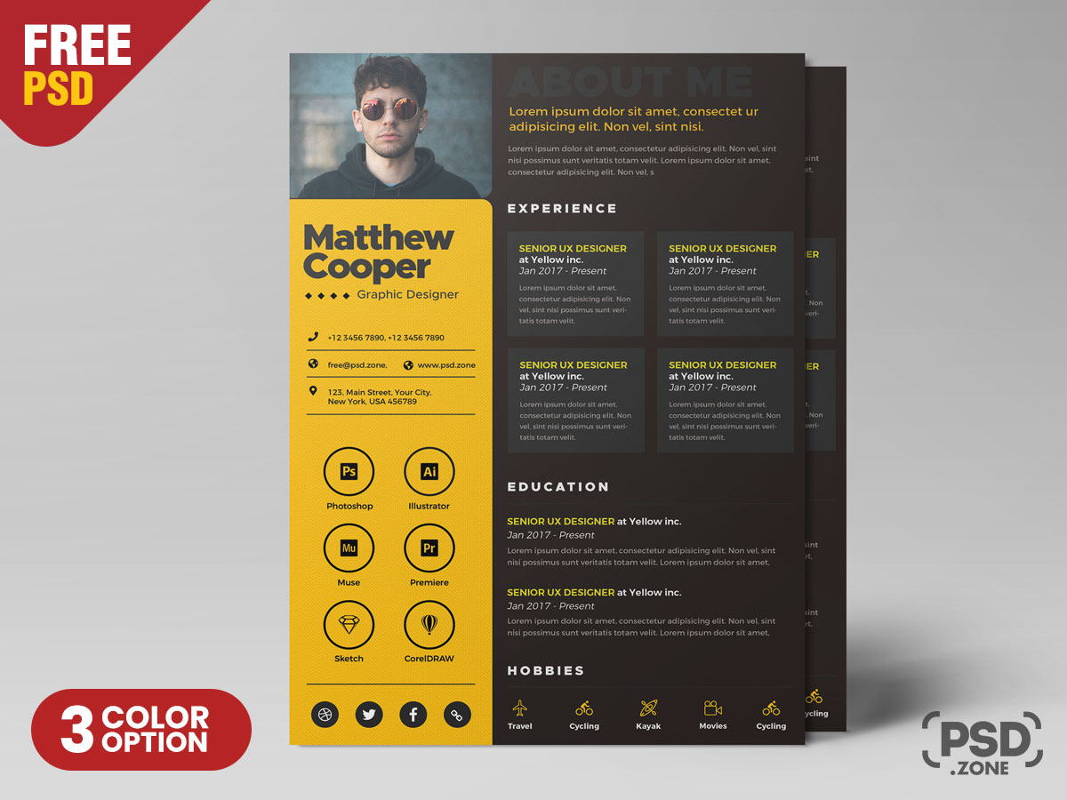 Detail Creative Resume Template Psd Nomer 27