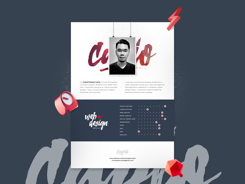 Detail Creative Resume Template Psd Nomer 33