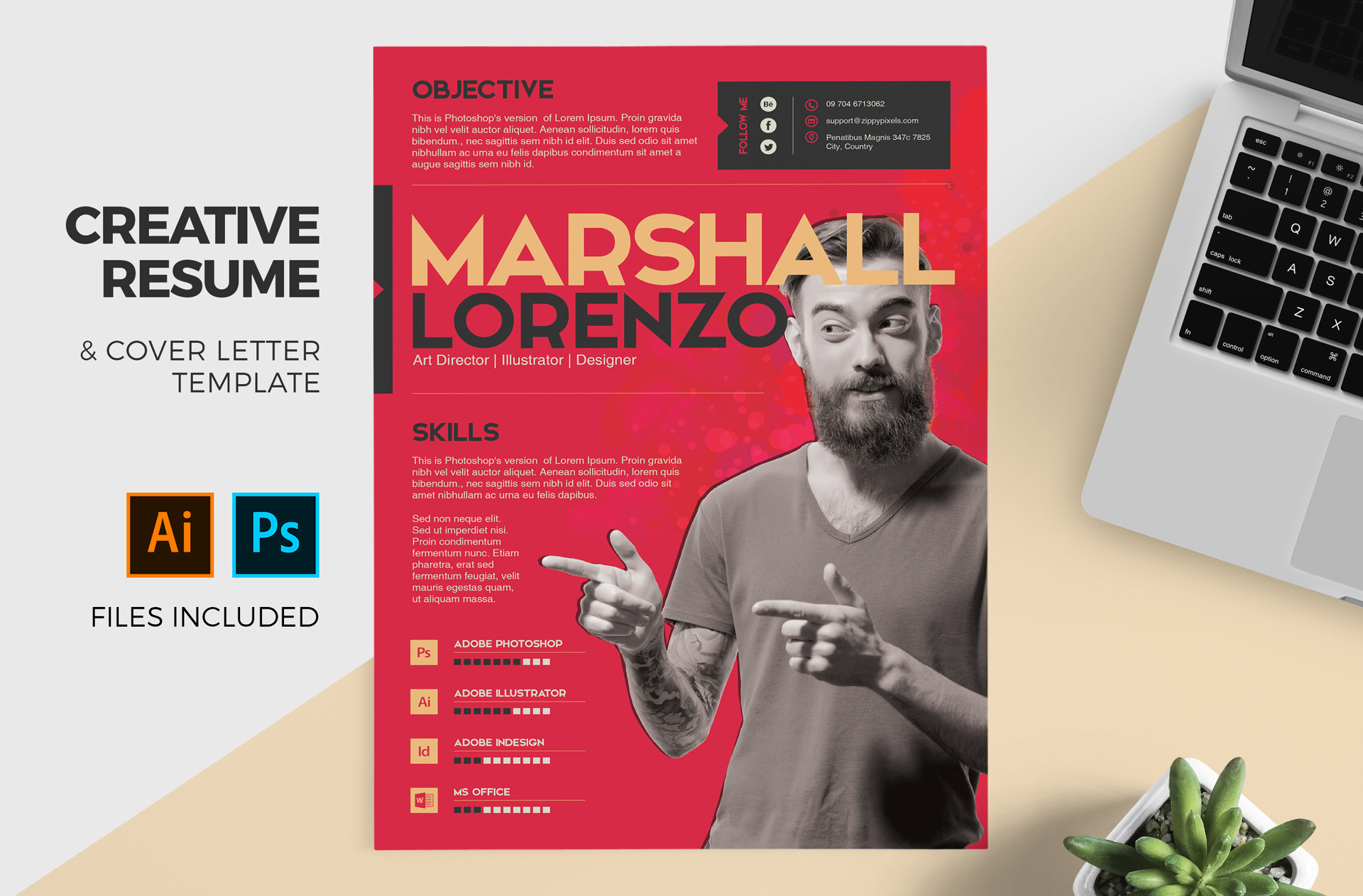 Detail Creative Resume Template Psd Nomer 34