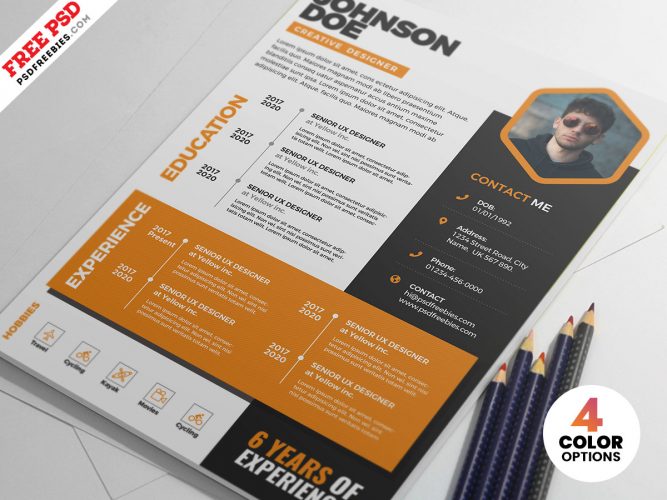 Detail Creative Resume Template Psd Nomer 5