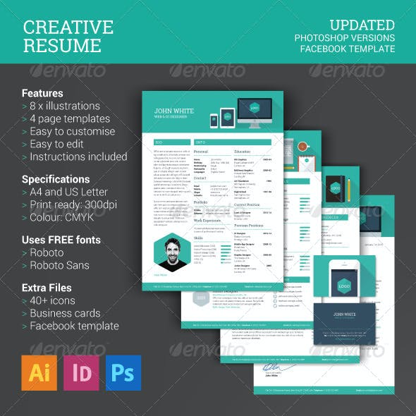 Detail Creative Resume Template Psd Nomer 42