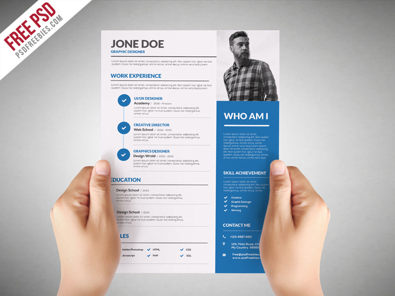 Detail Creative Resume Template Psd Nomer 7