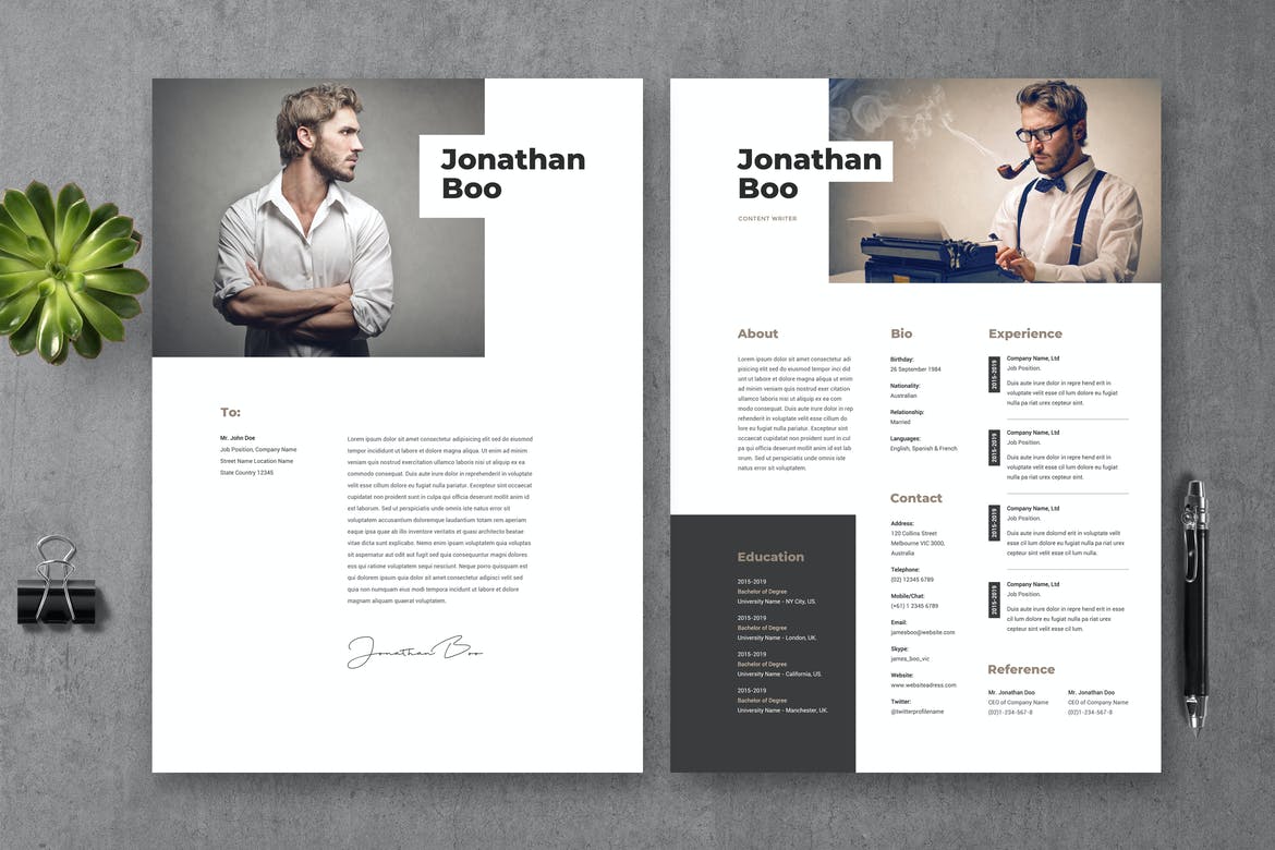 Detail Creative Resume Template Psd Nomer 8