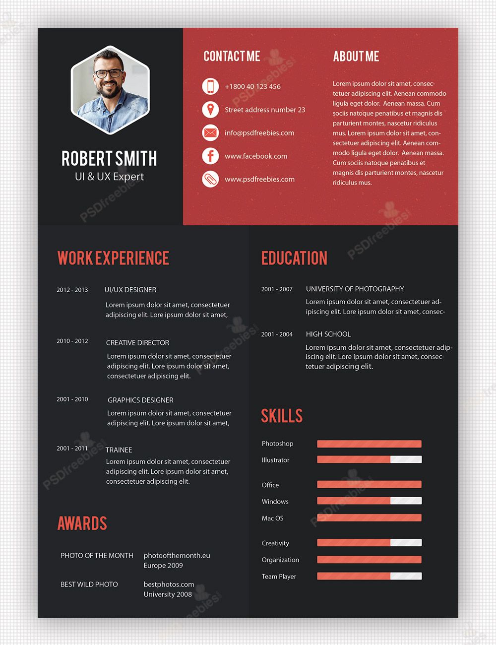 Detail Creative Resume Template Psd Nomer 10