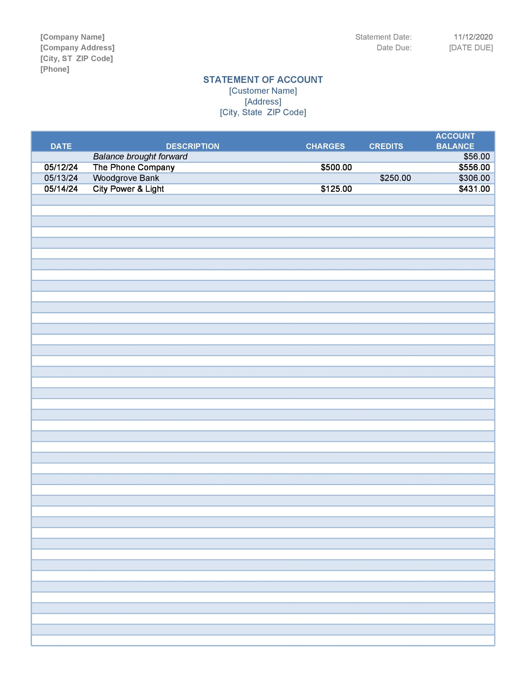 Detail Credit Card Statement Template Word Nomer 36