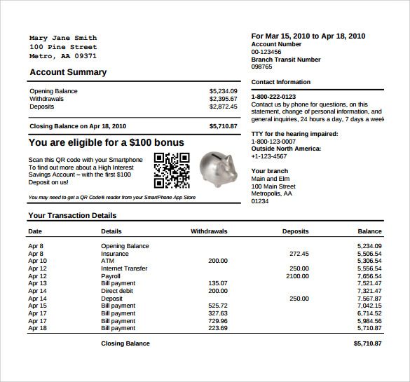 Detail Credit Card Statement Template Word Nomer 6