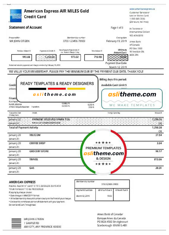 Detail Credit Card Statement Template Word Nomer 50