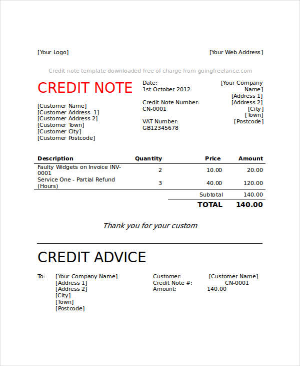 Detail Credit Note Template Nomer 22