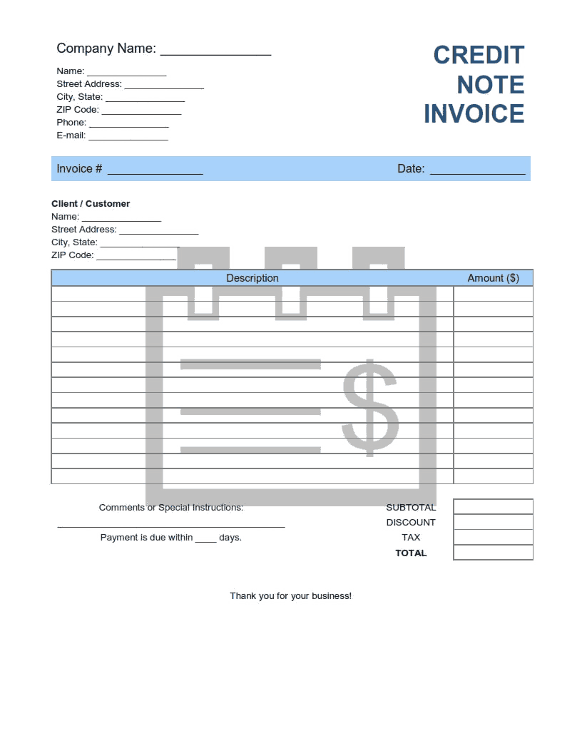 Detail Credit Note Template Nomer 41