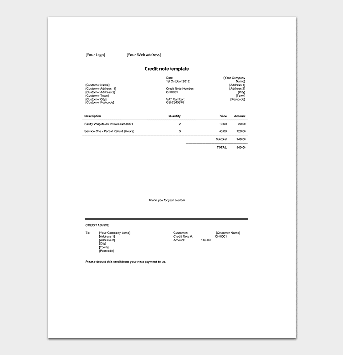 Detail Credit Note Template Nomer 45