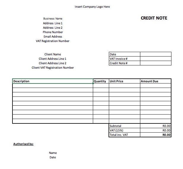 Detail Credit Note Template Nomer 46