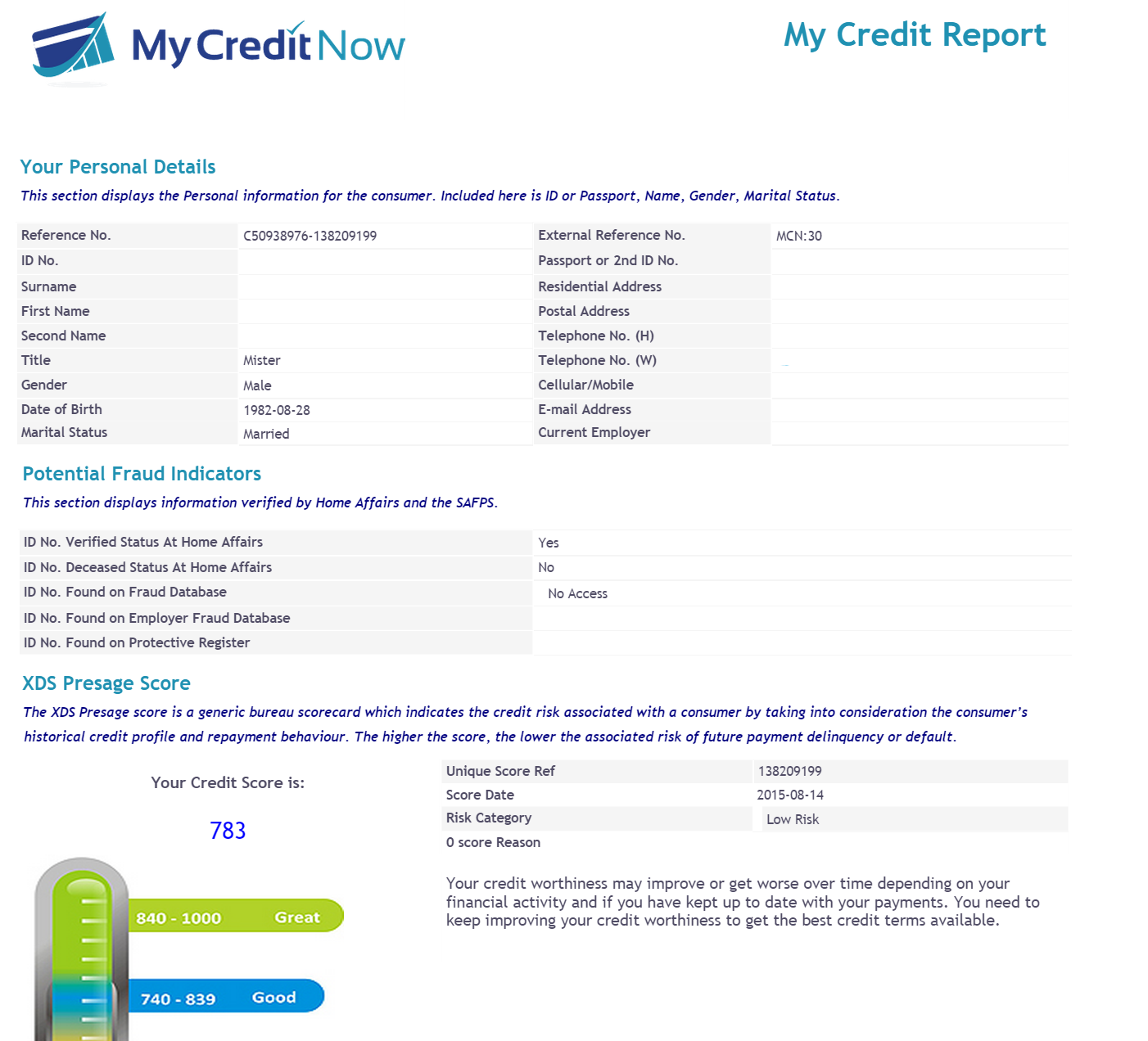 Detail Credit Score Template Nomer 48