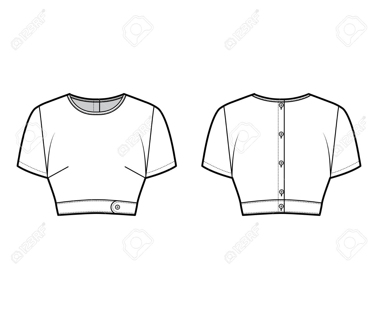 Detail Crop Top Shirt Template Nomer 6