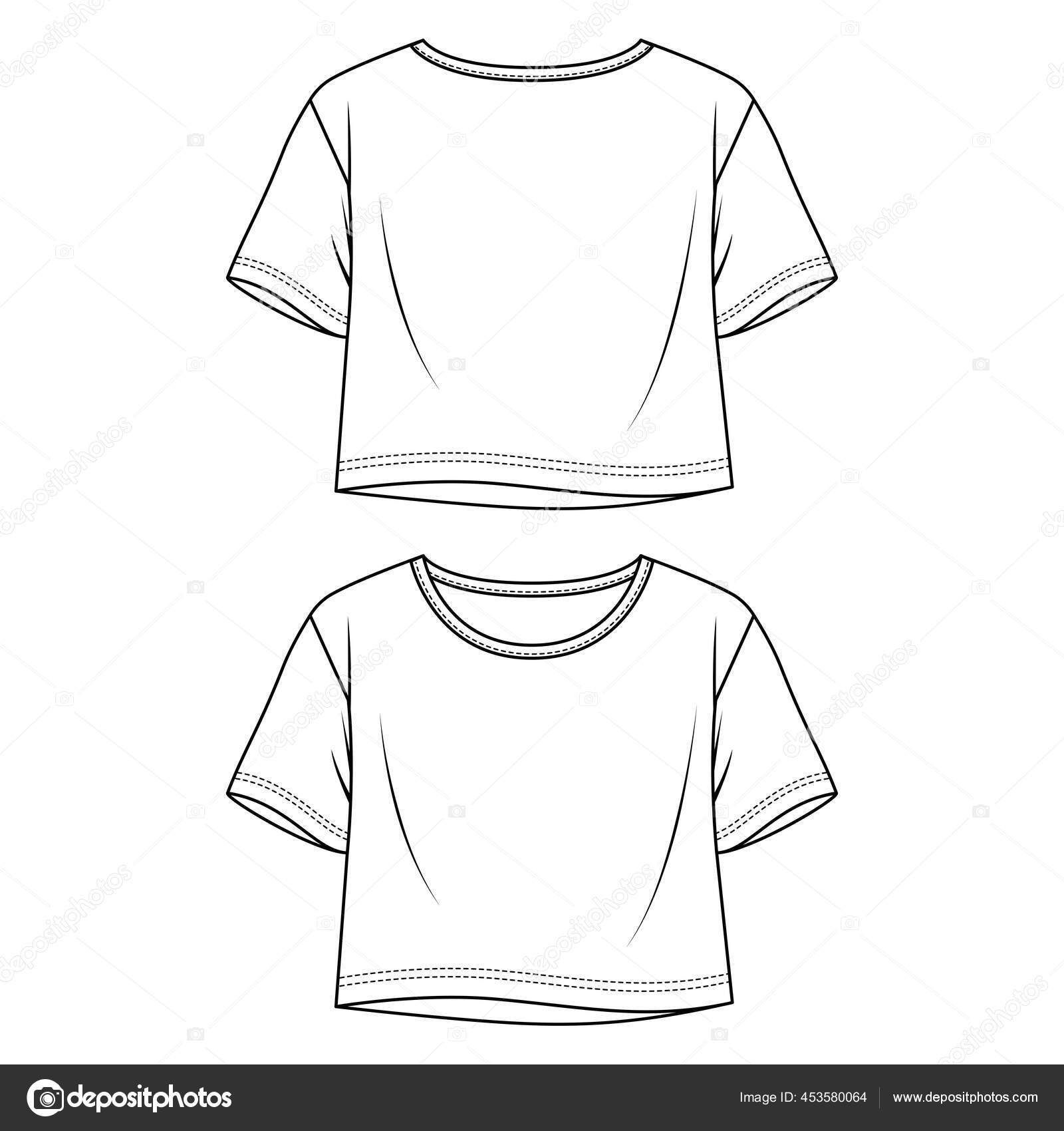 Detail Crop Top T Shirt Template Nomer 20