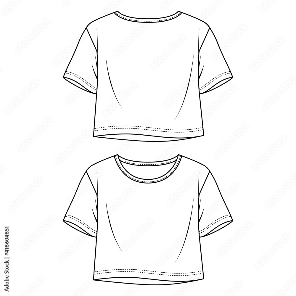 Detail Crop Top T Shirt Template Nomer 26