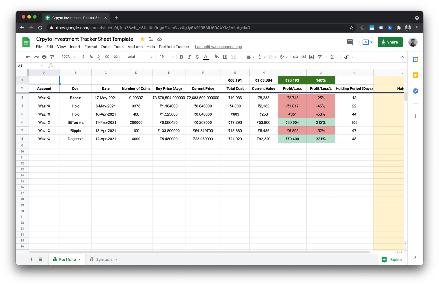 Detail Cryptocurrency Excel Spreadsheet Template Nomer 2