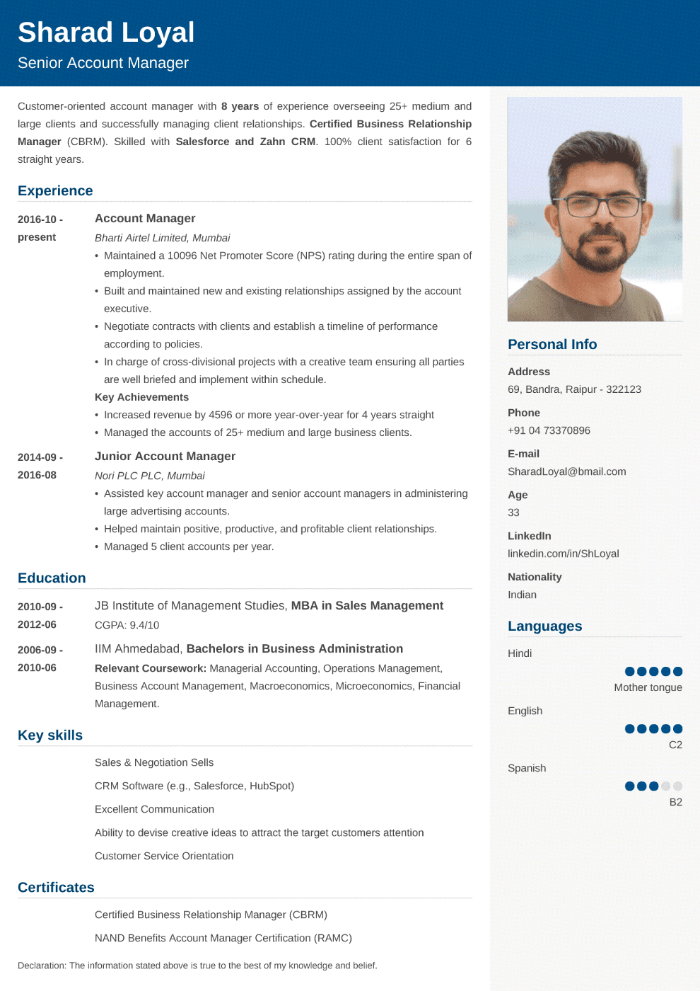 Detail Curriculum Vitae Template Nomer 49