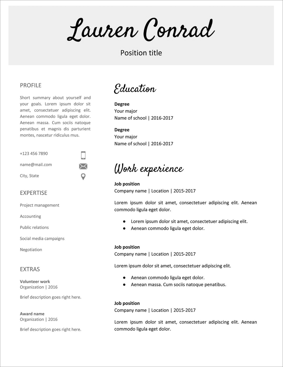 Detail Curriculum Vitae Template Doc Nomer 22