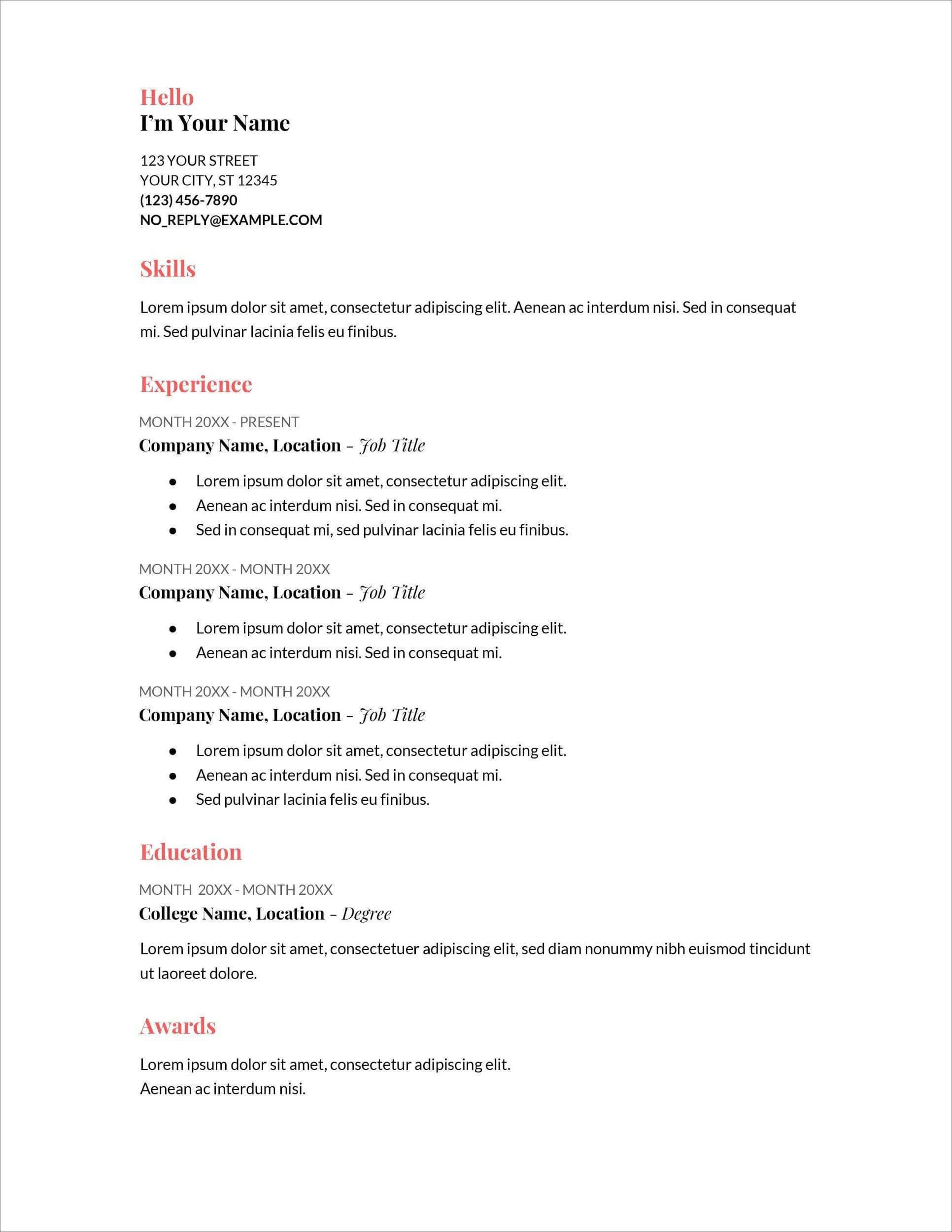 Download Curriculum Vitae Template Doc Nomer 31